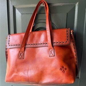 Patricia Nash cognac brown “Bark Leaves” collection bag